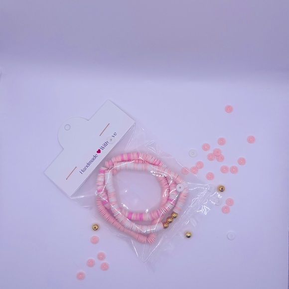 🍬Pink Cotton Candy🍬 clay bead bracelet set - Picture 5 of 5